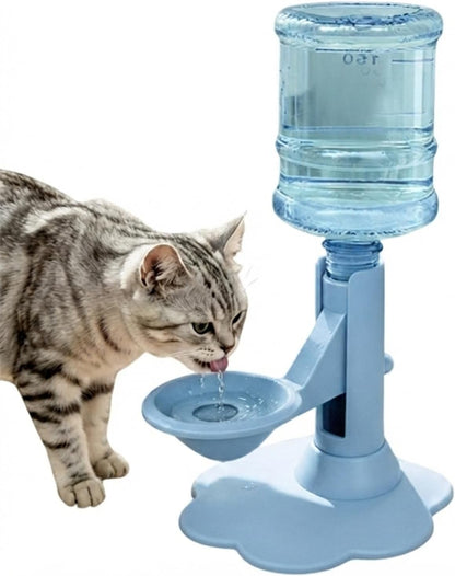Cat Water Dispenser Stand – Spill-Proof Pet Water Bowl Adjustable Elevated Stand, Automatic Water Renewal, Detachable Easy Clean, Indoor Outdoor Use (Blue,Base+Bottle)1