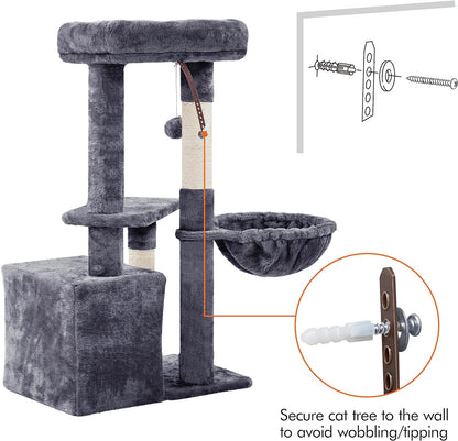 Yaheetech 34.5In Scratching Post, Cat Scratchers for Indoor Cats and Kittens, Multifunctional Activity Post W/Sisal Rope＆Dangling Ball＆Large Condo, Dark Gray8