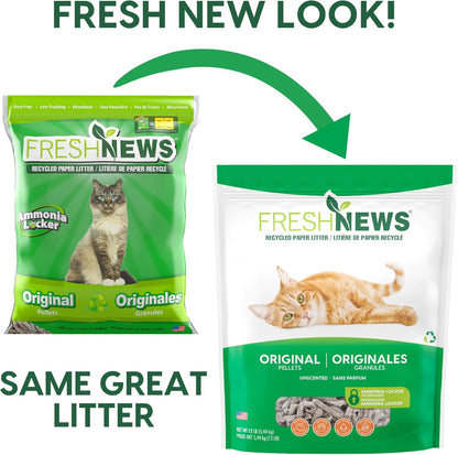 Fresh News Recycled Paper Original Pellet Cat Litter, 25 Pound, Non-Clumping, Unscented, Made in USA2