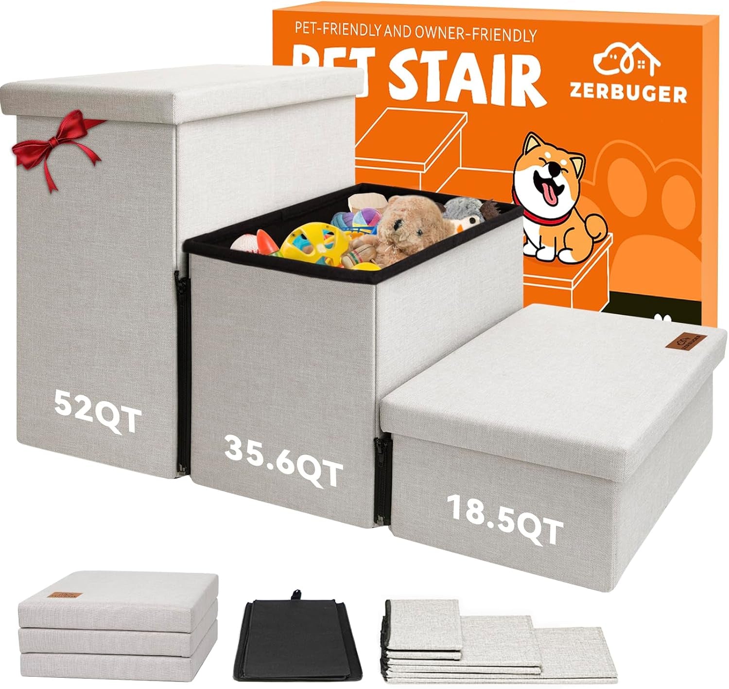zerbuger-wider-dog-ramp-for-high-bed-with-storage-18-h-foldable-dog-stairs-for-small-medium-large-older-senior-animal-sturdy-dog-step-for-climbing-bed-or-couch-arthritis-friendly-gray-no-condo