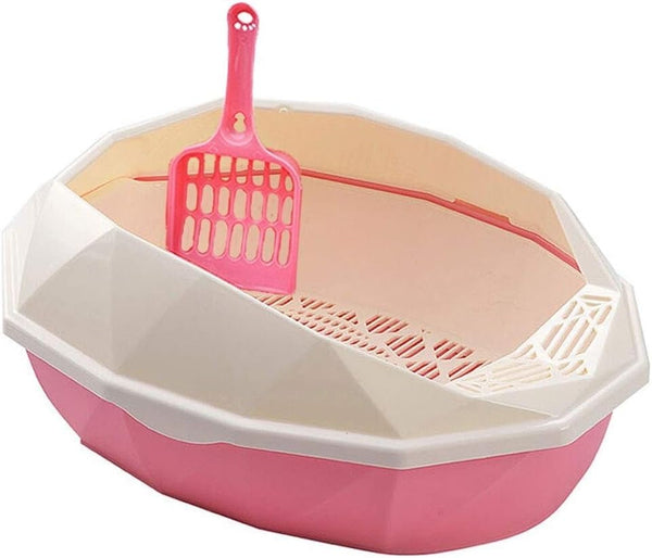 Dog Potty Training Toilet ﻿ Semi-Enclosed Litter Box Large with Pedal Single-Layer Double-Layer Cat Toilet Pet Supplies Space Fashion Pot(Pink)1