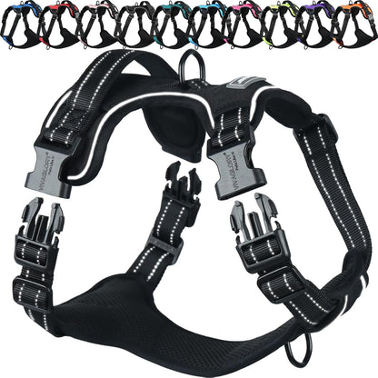 VIVAGLORY No Pull Dog Harness Vest Harness, L, Orange - Patterned | with Handle Front and Back Clip for Training & Pulling, No Pull & Escape Proof Padded Adjustable for Pet Puppy20