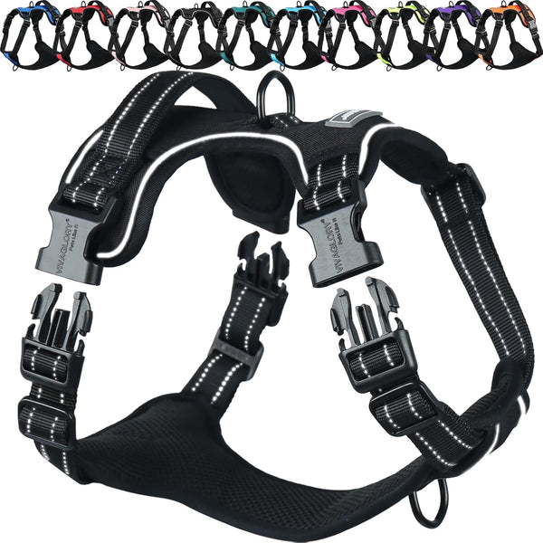 VIVAGLORY No Pull Dog Harness Vest Harness, L, Orange - Patterned | with Handle Front and Back Clip for Training & Pulling, No Pull & Escape Proof Padded Adjustable for Pet Puppy20