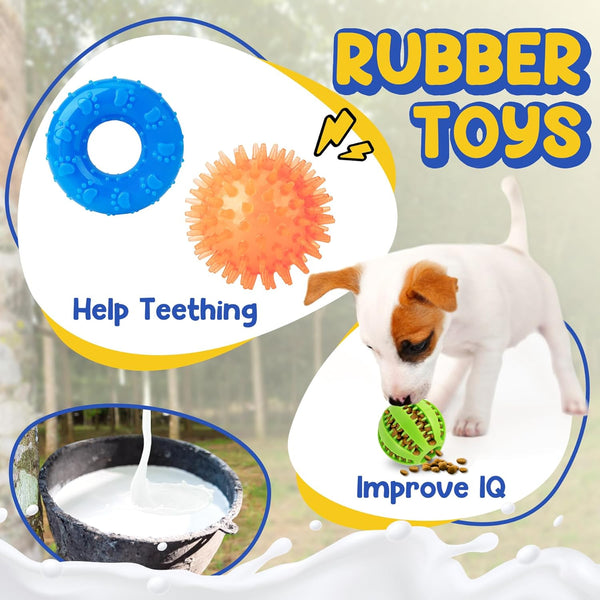 Puppy Toys for Teething, 9 Pack Cute Dog Chew Toys for Small Dogs | Tough Plush, Treat Ball & Ropes, Squeaky Toys with Crinkle, Keep Dogs Busy for Boredom, Tug of War, Suitable for Small Breed5