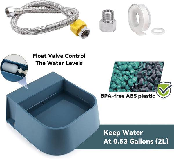 Enjoying Automatic Dog Water Dispenser with 59" Metal Water Pipe, Auto Fill Dog Water Bowl for 3/4" or 1/2" Male End Faucet, Large Automatic Waterer for Dogs Cats Chicken Pigs Livestock3