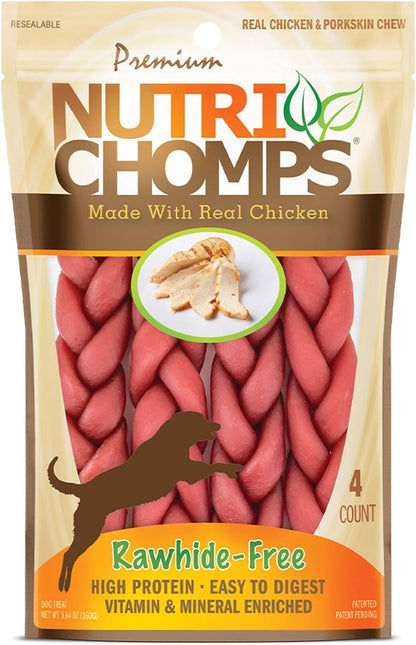 Nutrichomps Rawhide-Free Dog Chews, 6 in Braids, Chicken, PB, Milk, 10 Ct | a Rawhide-Free Chew That'S Gentle and Easy to Digest, Made with the Real, Wholesome Ingredients Dogs Love13