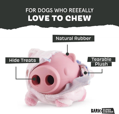 Barkbox Hambone Super Chewer Tough Dog Chew Toy - Toy for Large Dogs | for Aggressive Chewers, Plush Cover with Rubber Core - 2 Toys in 1 - Two Layer Treat Dispensing Dog2