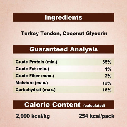 A Freschi Srl Turkey Tendons for Dogs, Usa-Sourced Human Grade, Rawhide-Free Long-Lasting Puppy Chews, All Natural Hypoallergenic Dog Treats for Small Breeds, Strips, 3Oz Pack6