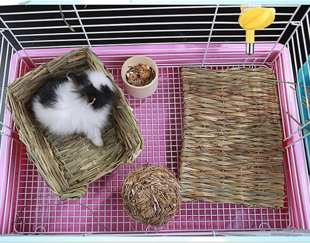 hamiledyi-grass-mat-woven-bed-mat-for-small-animal-bunny-bedding-nest-chew-toy-bed-play-toy-for-guinea-pig-parrot-rabbit-hamster-ratpack-of-3