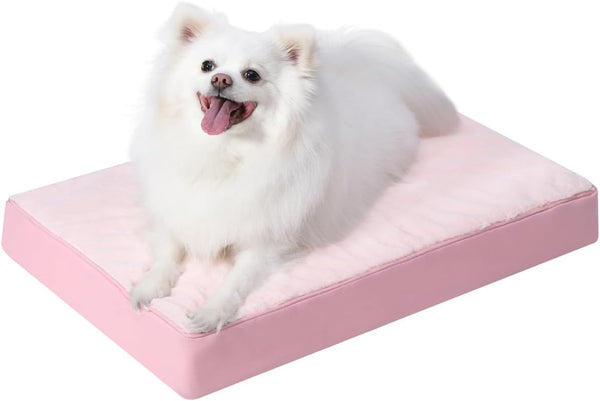 KSIIA Orthopedic Dog Bed for Large Dogs with Waterproof Lining, Grey, 35X22 | Deluxe Soft Plush Dog Crate Bed, Washable Pet Mat with Removable Cover & Egg Crate Foam for Large Dogs Sleeping & Relaxing22