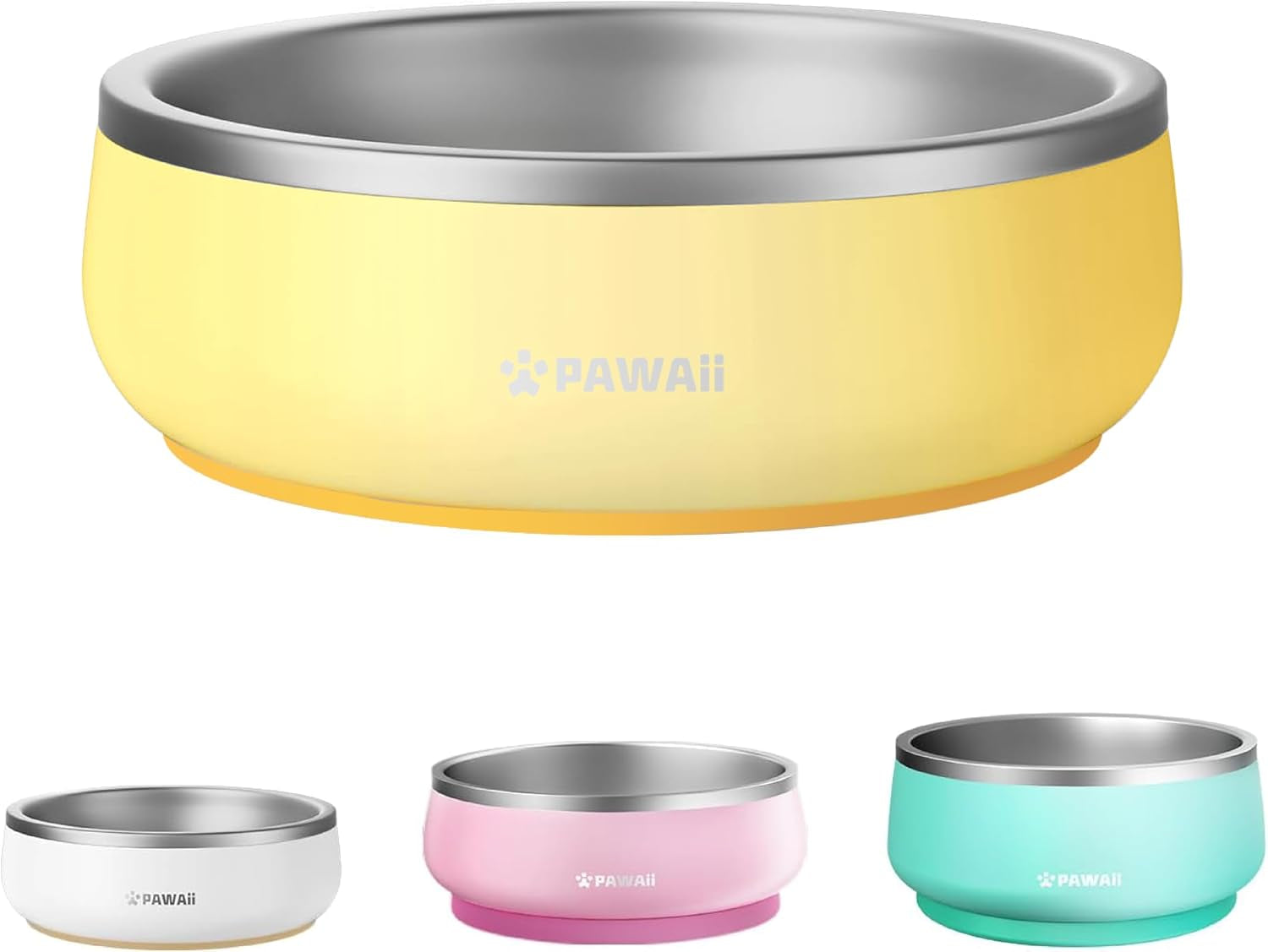pawaii-dog-bowl-34-oz-stainless-steel-food-and-water-bowl-id-tag-1-pack-double-wall-design-non-slip-rubber-base-dishwasher-safe-smooth-open-design-not-a-slow-feeder-easy-rinse-interior