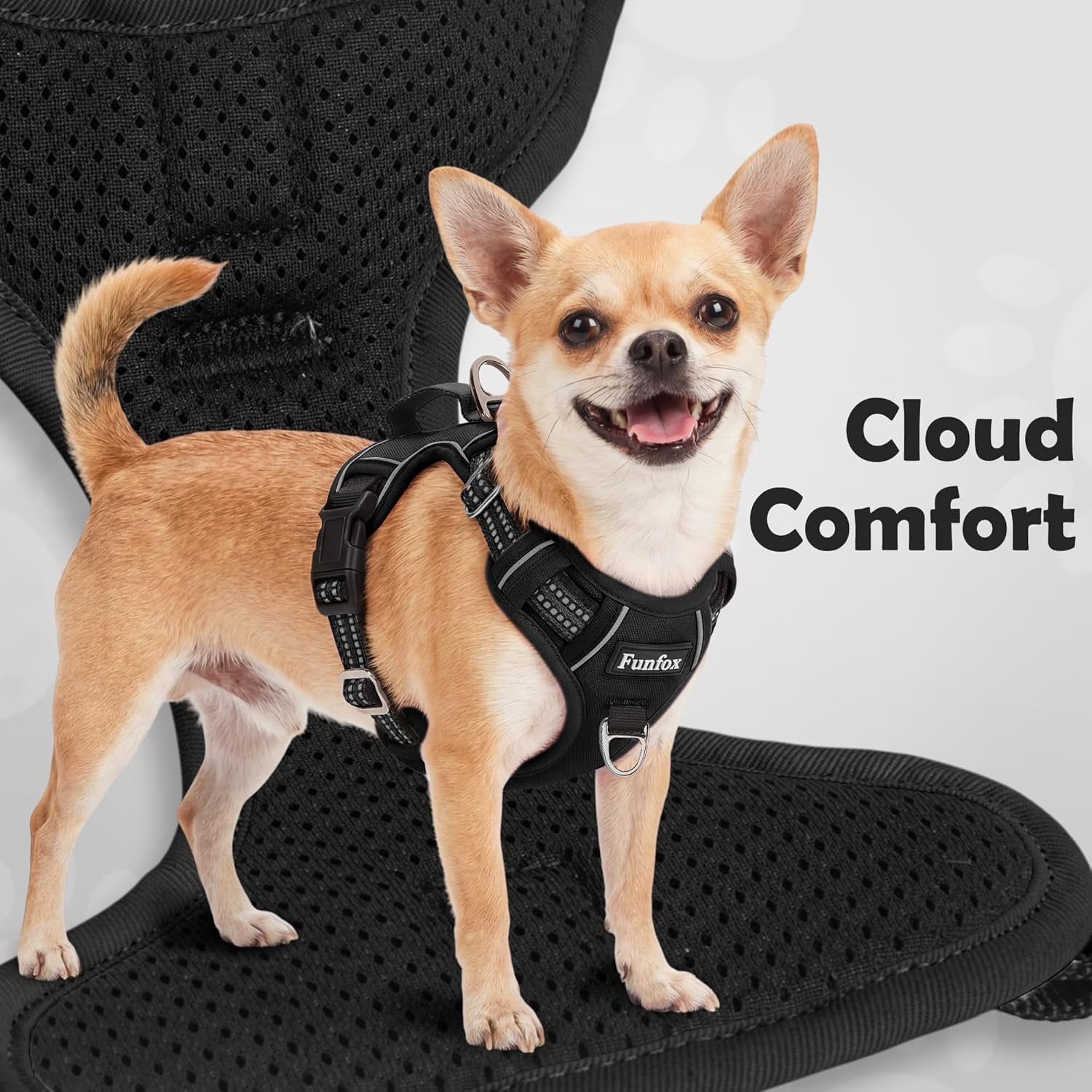 funfox-dog-harness-medium-sized-dog-vertical-handle-easy-control-no-pull-pet-vest-adjustable-with-2-leash-clips-soft-material-reflective-safe-night-walking-for-small-medium-large-breed-black-m