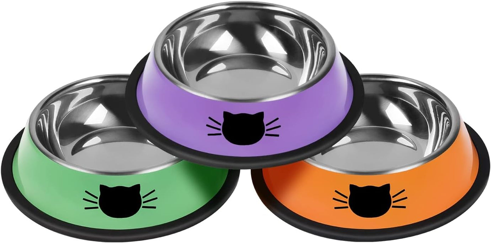 serentive-2-pcs-non-slip-stainless-steel-small-cat-food-bowls-unbreakable-thicken-7-oz-cat-dishes-indoor-removable-rubber-base-easily-clean-lovely-color