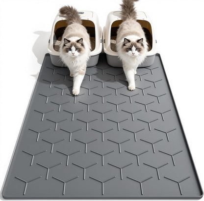 Garoopion Silicone Cat Litter Mat Large 40" X 28", Easy to Clean, Gray | Large Size Waterproof Silicone Mat with Raised Edges, Catch Litter, Protect Floor from Urine, Multi-Use for Dog/Sink/Kitchen8