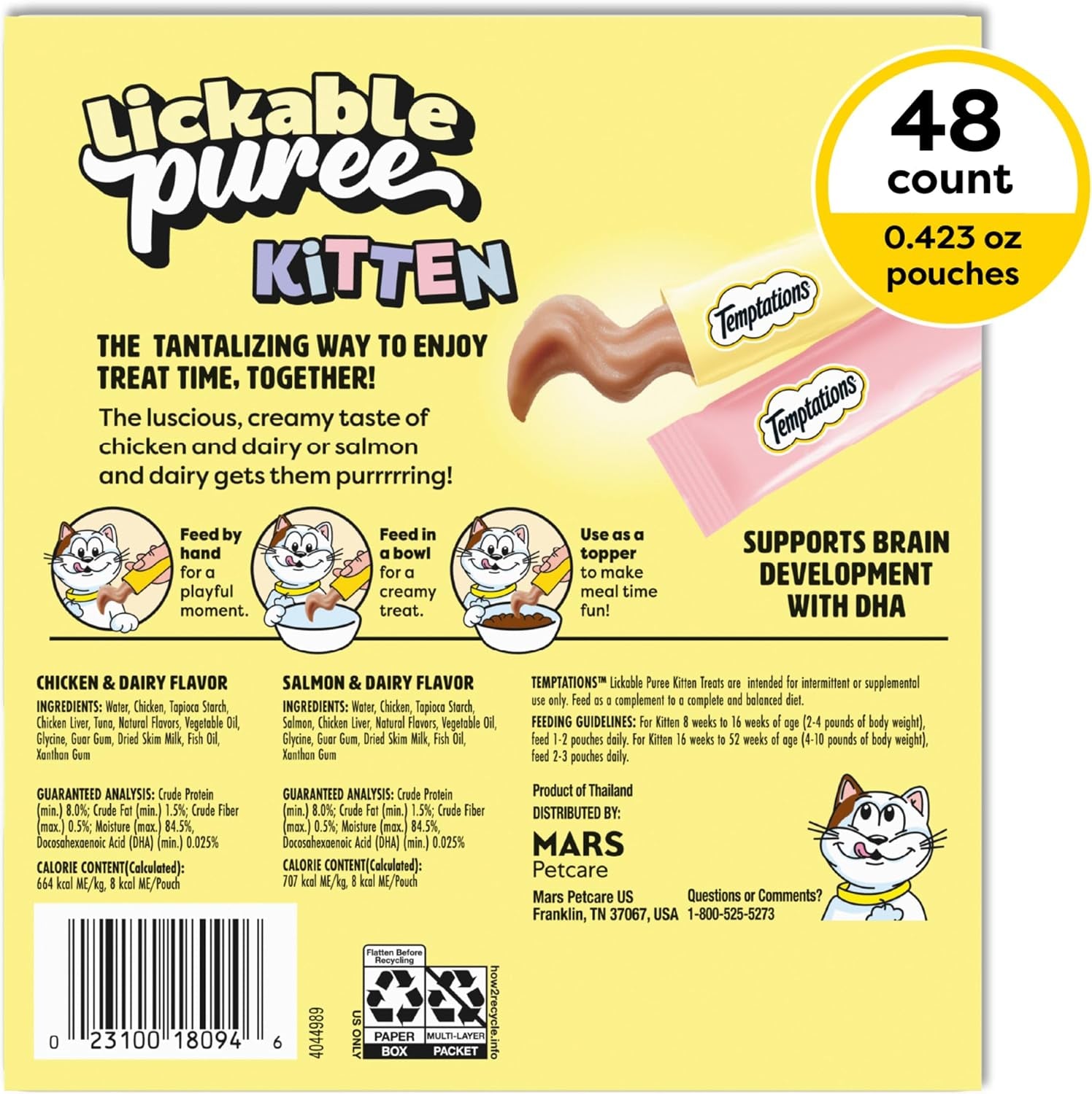 temptations-lickable-puree-kitten-cat-treats-chicken-salmon-48-count-chicken-salmon-dha-supports-brain-development-high-moisture-for-hydration-under-15-cal-pouch-no-added-sugar-or-fillers