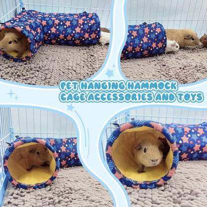 EAEDMY Guinea Pig Rat Ferret Hammock, Small Animal Corner Tunnel & Tubes & Bed for Hedgehog Piggy Chinchilla Hideout Toys and Cage Accessories2