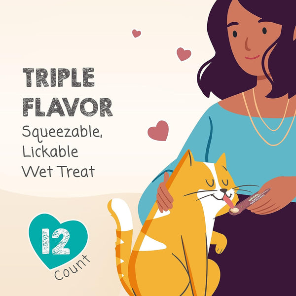 MEOWEE! Savory Spoonables Variety Pack, 12 Count Tube, Triple Flavor Squeezable Lickable Wet Treats for Cats with Built-In Spoon for Less Mess4