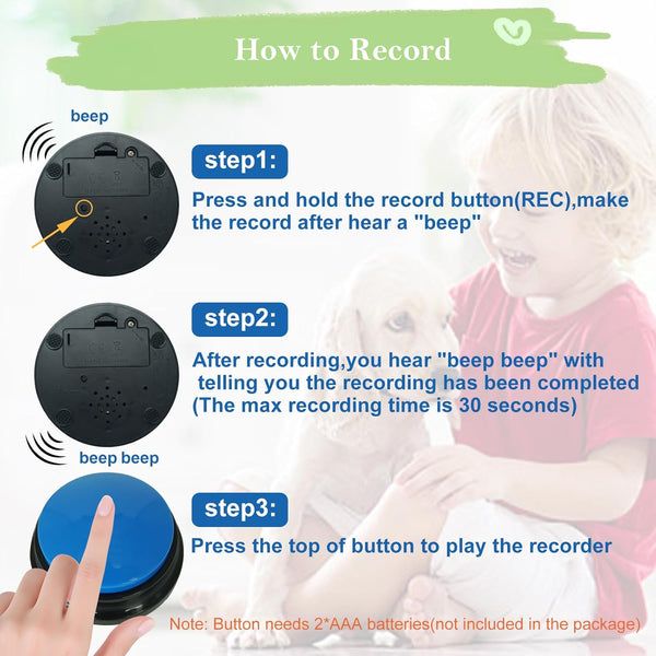 Gelabur Set of 4 Dog Buttons for Communication, Voice Recordable Buttons for Classroom, Dog Training Talking Buttons Starter Set, Pet Easy Speaking Buttons Tools4