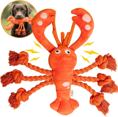 Large Squeaky Dog Toys, Tough Plush Lobster with Rope Tug of War for Puppy, Small, Medium, Large Dogs, Interactive Stuffed Chew Toy to Keep Them Busy1
