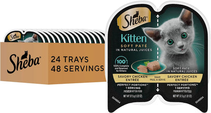 Sheba Perfect Portions Kitten Pate Wet Cat Food, Multipack, 2.6 Oz, 24 Ct | DHA for Brain Development, Vitamin E for Immunity, Real Meat, All Essential Amino Acids, Complete & Balanced, 48 Servings11