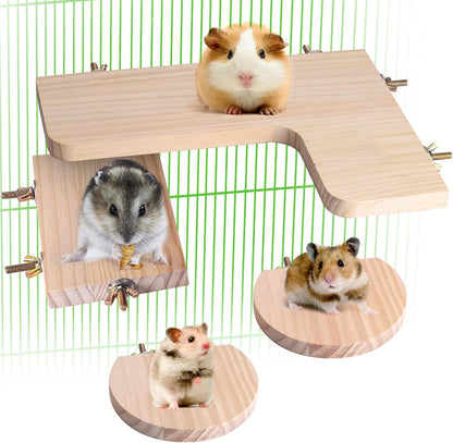 Chinchilla Cage Accessories Hamster Accessories, Chinchilla Toys Wood Platform Dwarf Hamster Cage Board, Chinchilla Cage Sturdy Standing and Jumping Wooden Board for Parrot Cage Rat Cage (Board)1