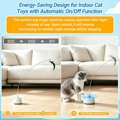 Interactive Cat Toys for Indoor Cats Toy Wand 360° Flying Bird Cat Toy | 2 Speed Adjustable Flying Bird Cat Toy Automatic Cats Toys with Self ON/OFF Feather Toy Suction Cup Electric Cat Teaser Wand5