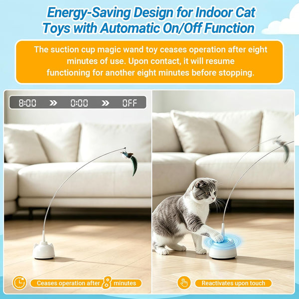 Interactive Cat Toys for Indoor Cats Toy Wand 360° Flying Bird Cat Toy | 2 Speed Adjustable Flying Bird Cat Toy Automatic Cats Toys with Self ON/OFF Feather Toy Suction Cup Electric Cat Teaser Wand5
