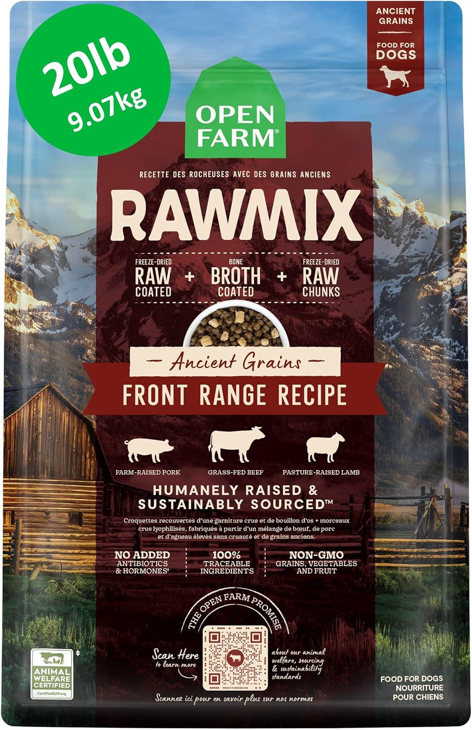 open-farm-rawmix-ancient-grains-dry-dog-food-wild-ocean-kibble-20lb-bag-wild-caught-whitefish-salmon-and-rockfish-freeze-dried-raw-chunks-100-traceable-ingredients-non-gmo-fruits-veggies