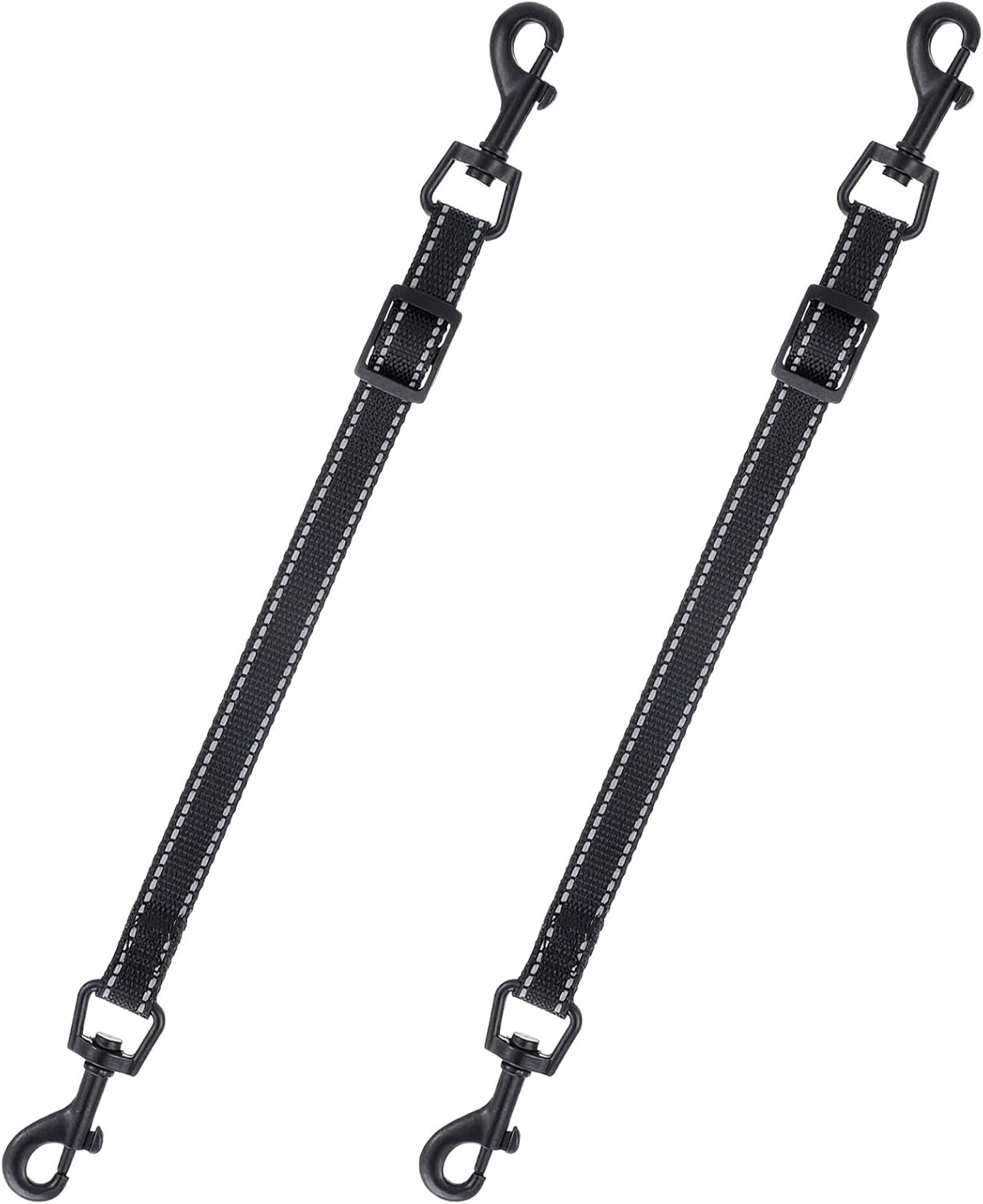 2pcs-reflective-nylon-dog-collar-clips-double-ended-backup-small-medium-dog-collar-safety-clasp-clip-adjustable-harness-connector-for-pet-puppies-black