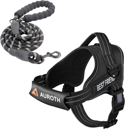 AUROTH Dog Harness and Leash Set, Soft Padded Service Dog Vest with 5.25FT Dog Leash, No Choke, Easy on Pet Vest, Adjustable Reflective No Pull Pet Vest Medium Sized Dog, Easy Walking and Training28