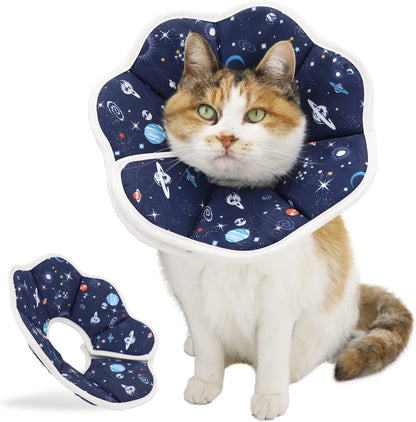Soft Cat Cone, Adjustable Recovery Collar after Surgery to Prevent Licking Wound, Protective Cat Neck Cone, Comfortable Pet Elizabethan Collar for Cats Kittens and Puppies (M)1