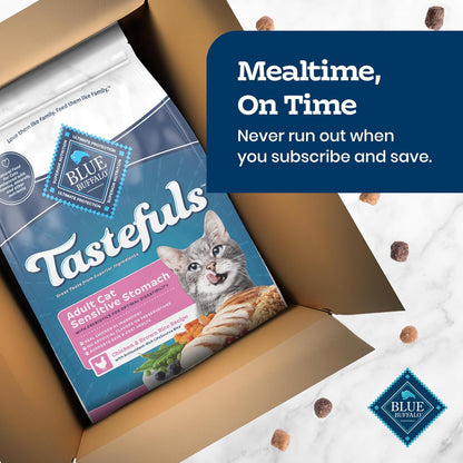 Blue Buffalo Tastefuls Chicken & Brown Rice Recipe Sensitive Stomach Adult Dry Cat Food, Real Chicken First, Deliciously Healthy Natural Cat Food, Natural Ingredients, Supports Digestion, 7-Lb Bag10