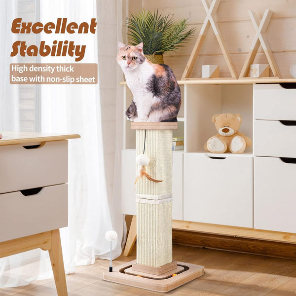 LIFLIX 27" Cat Scratching Post, Sisal Cat Scratcher with Interactive Track Balls and Hanging Balls, Vertical Scratching Posts for Indoor Cats and Kittens5