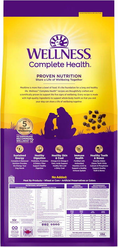 Wellness Complete Health Adult Dry Dog Food, Wholesome Grain Kibble, Natural, Chicken and Oatmeal Recipe, 30 Lb Bag9