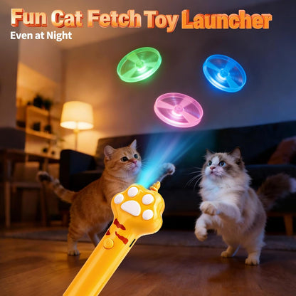BABORUI Cat Toy Disc Launcher, Rechargeable Interactive Cat Fetch Toy Launcher with 8 Flying Discs, Flying Enrichment Toys for Indoor Bored Kittens & Adult Cats (Yellow)6