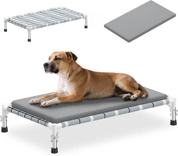 Elevated Dog Bed, Raised Cooling Lifted Dog Cot for Indoor & Outdoor | Cooling Breathable outside Portable Dog Hammock Bed for Small Pet ,Non-Slip Feet, Stainless Steel Frame11