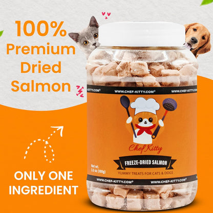 Freeze-Dried Salmon Treats for Cats & Dogs – 100% Wild Caught, Single Ingredient, High-Protein, Healthy Snack – No Additives or Preservatives – 2.7 Oz - Inspected & Tested in USA2