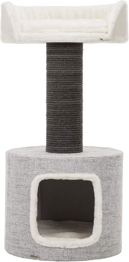 Trixie Fonda Cat Scratching Post 39 Inch - Cat Scratcher with Soft Fabric Covering Base and Durable Sisal Rope - for Large Cats with Condo Base and Platform - in Gray1