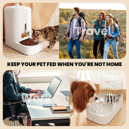 Automatic Cat Feeder & Water Dispenser Set (Bowl Not Included) | Gravity Dog Waterer and Food Feeder for Small Medium Dog Cat Puppy Kitten Water & Food Bowl Large Capacity7