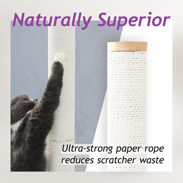 Necoichi 23.6” Tall Cat Scratching Post Kitten Scratcher Paper Rope Scratch Posts Trees with Hanging for Indoor Cats (23.6 Inches for Kitty, Regular, Oak)3