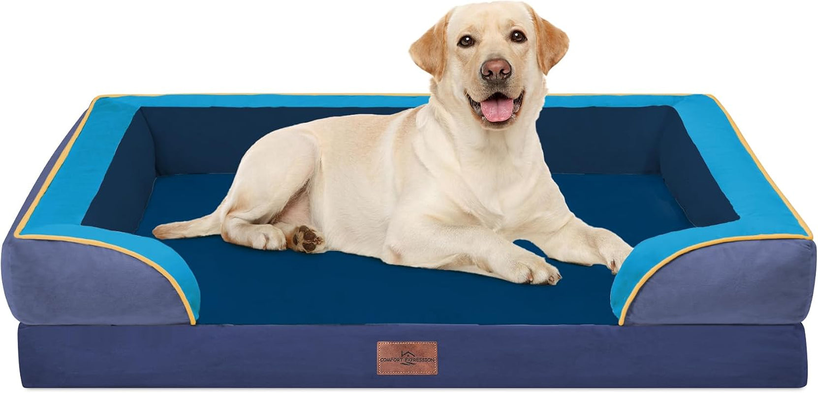 comfort-expression-orthopedic-dog-bed-for-extra-large-dogs-with-bolster-waterproof-dog-couch-bed-with-washable-cover-non-slip-bottom-supportive-egg-crate-foam-xl-pet-bed-42x30-inch