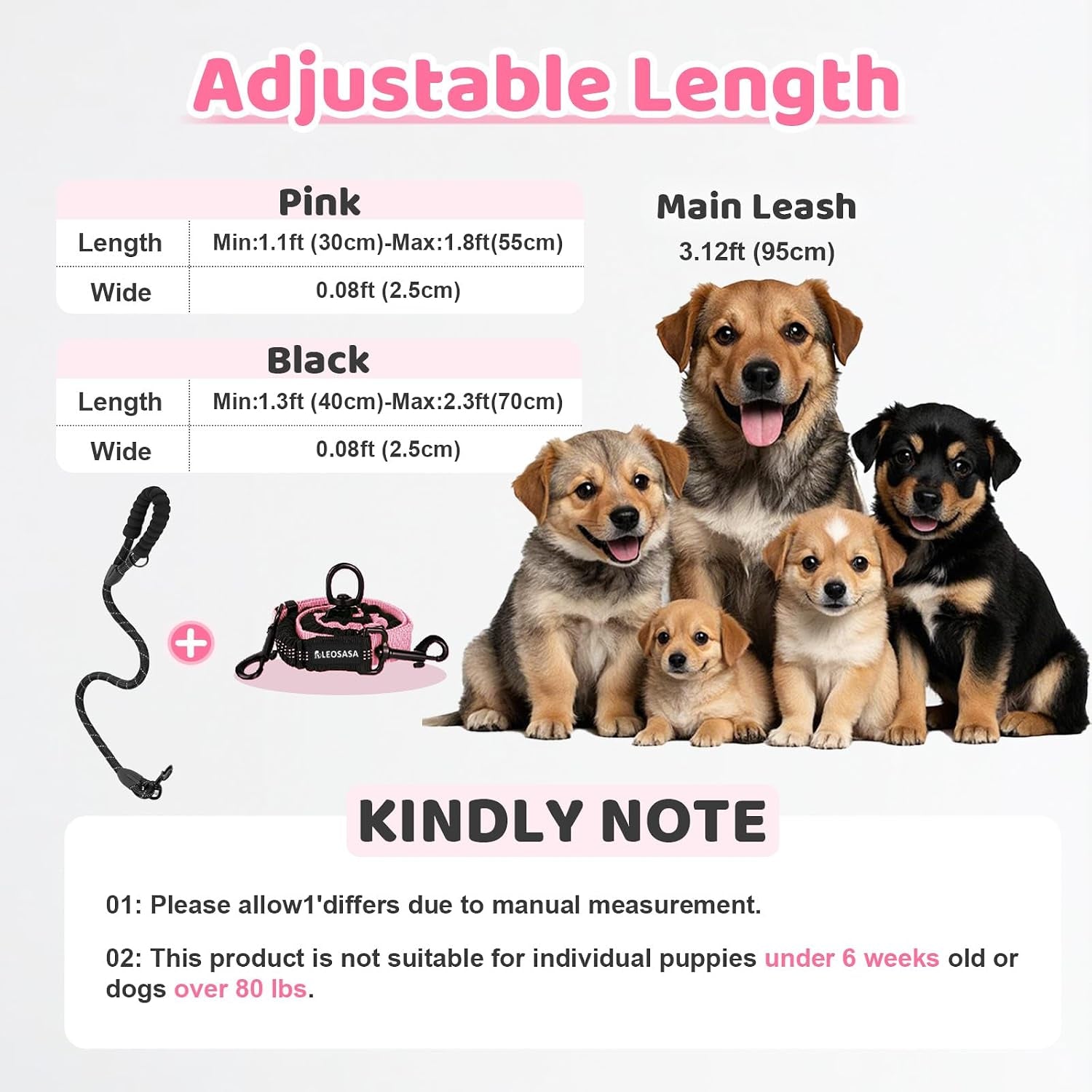 double-dog-leash-360-swivel-tangle-free-splitter-attachment-2-dogs-multi-functional-leashes-dual-rope-for-outdoor-walk-train-small-medium-large-two-pet-pink