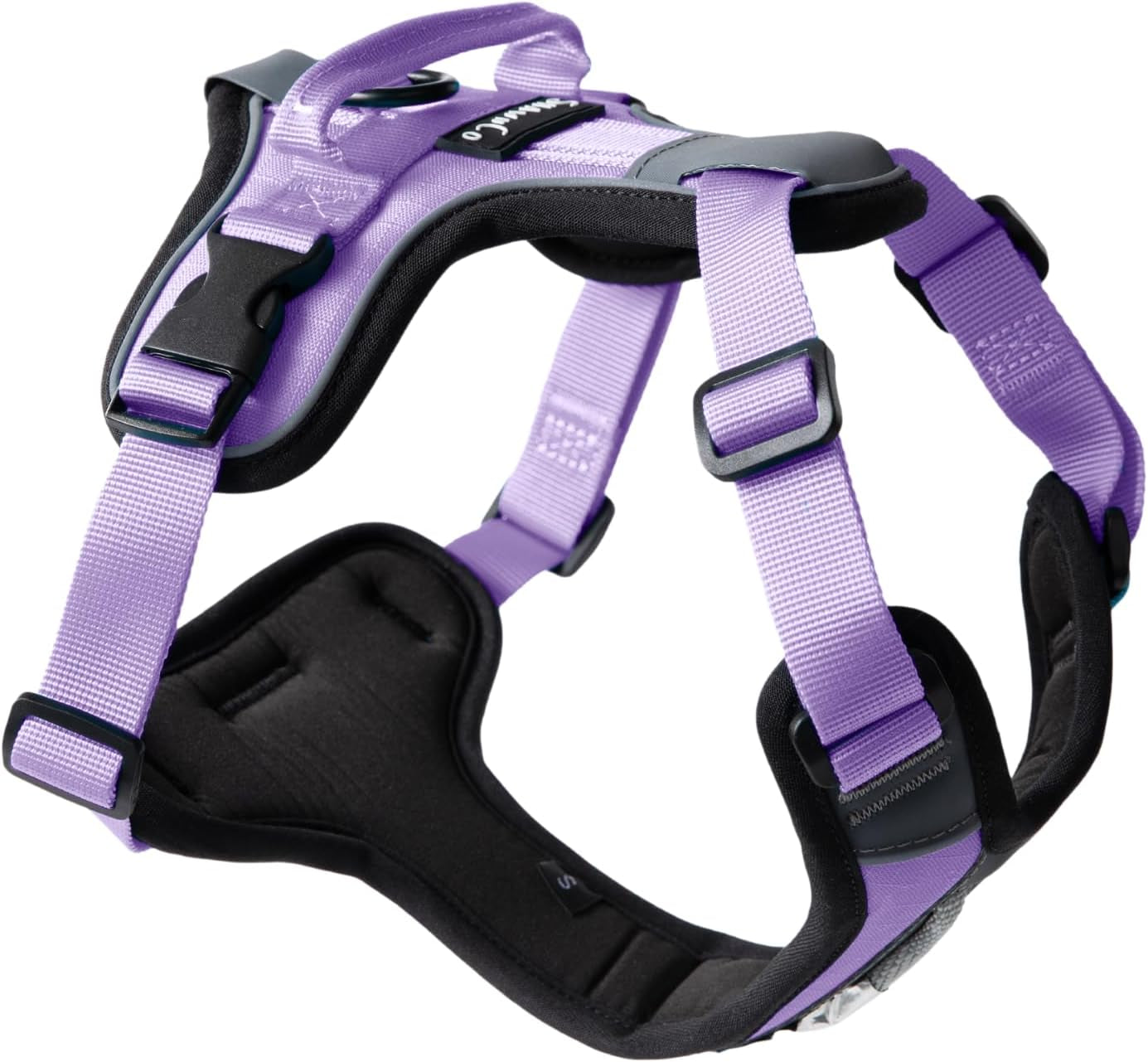shawnco-basecamp-dog-harness-no-pull-pet-vest-with-3-leash-clips-padded-reflective-lightweight-and-adjustable-harness-with-handle-for-small-medium-and-large-dogs-icy-lilac-m