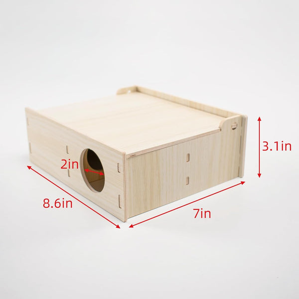 Multi-Chamber Wooden Hamster Hideout & Tunnel - Durable, Ventilated Natural Wood Cage Accessories for Dwarf, Syrian Hamsters and Small Pets3