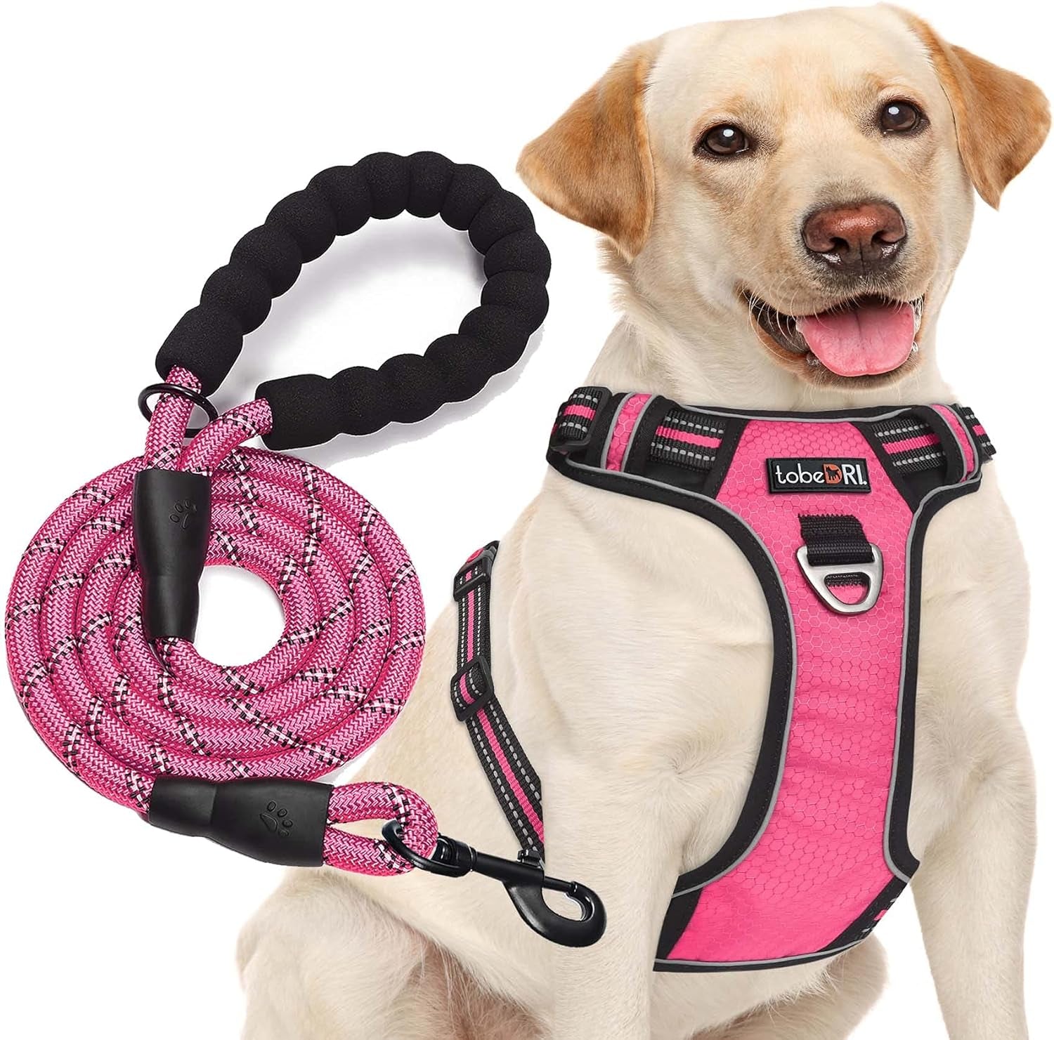 tobedri-no-pull-dog-harness-adjustable-reflective-oxford-easy-control-medium-large-dog-harness-with-a-free-heavy-duty-5ft-dog-leash-blue-m