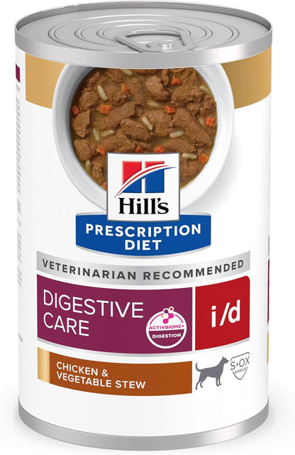 HILL'S PRESCRIPTION DIET I/D Digestive Care Wet Dog Food | #1 Veterinarian Recommended, Chicken & Vegetable Stew, 12.5 Oz. Cans, 12-Pack1