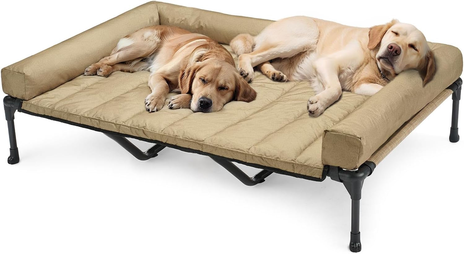 veehoo-outdoor-elevated-dog-bed-with-waterproof-bolster-cushion-cooling-raised-dog-bed-with-removable-washable-mat-topper-breathable-mesh-dog-couch-cot-for-indoor-outdoor-42-large-black