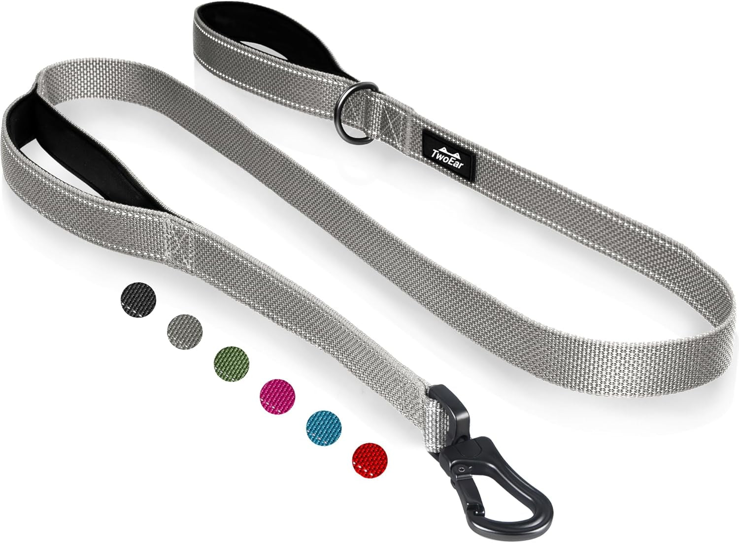 twoear-6ft-1in-strong-blue-dog-leash-with-2-padded-handles-traffic-handle-extra-control-comfortable-soft-dual-handle-auto-lock-hook-reflective-walking-lead-for-small-medium-and-large-dogs