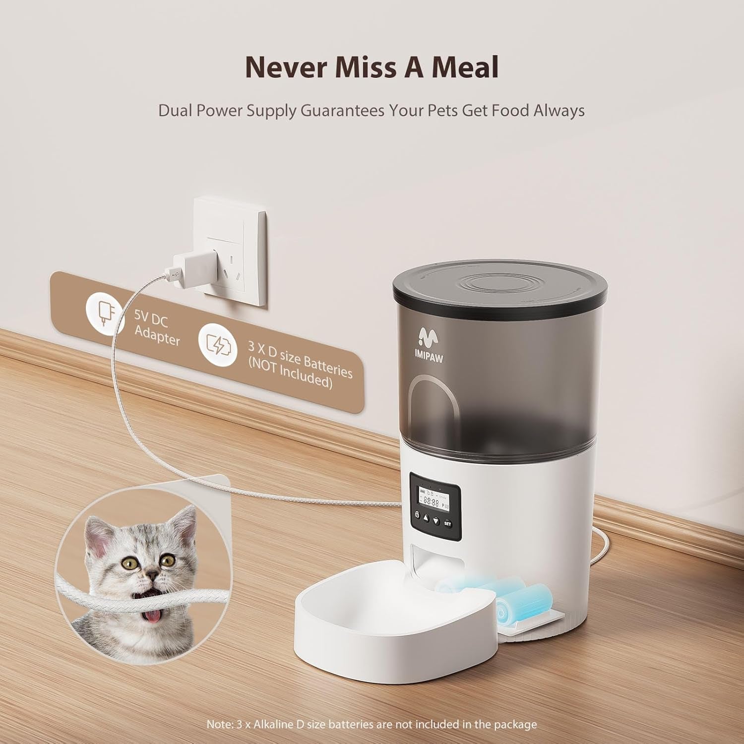 imipaw-automatic-cat-feeder-and-water-fountain-timed-dry-food-dispenser-programmable-portion-control-1-6-meals-per-day-desiccant-bag-cat-fountains-for-drinking-with-filter-small-pets-3l-combo
