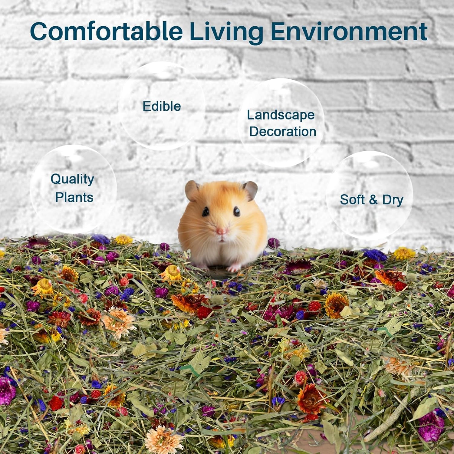 sukh-hamster-bedding-odor-control-150g-flowers-herbs-for-small-animals-natural-habitat-decor-and-forage-material-for-dwarf-hamster-chinchilla-guinea-pig-rabiit-gerbil-mice-lemming